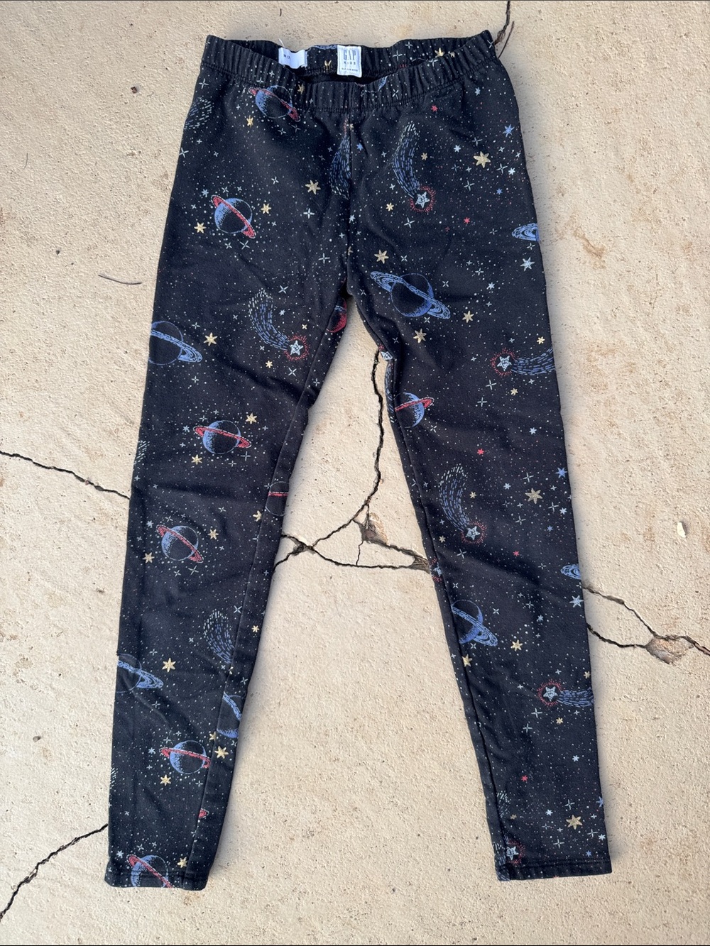 GAP Black Planet & Star Print Girls' Leggings size M (8)